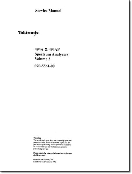 Tektronix 494A 494AP Service Manual Vol 2 Tektronix 494A 494AP Service Manual Vol 2